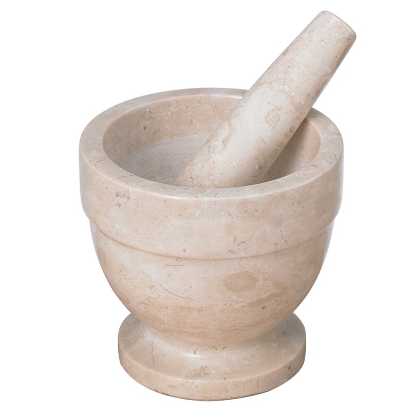 Creative Home Handcrafted Marble Mortar and Pestle Set | Heavy Duty Spice Grinder, Guacamole Bowl and Masher, Molcajete, Artisan Kitchen Tool for Herbs, Garlic, Nuts, 4x4 Inch - Image 1